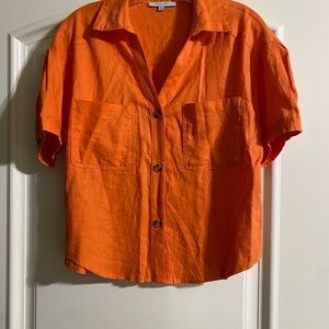 Casual Orange Button-Down Shirt